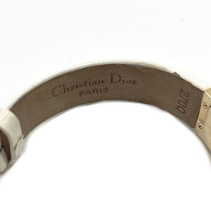 Vintage Christian Dior D102-150 Quartz Wristwatch Gold Plated White Leather Band