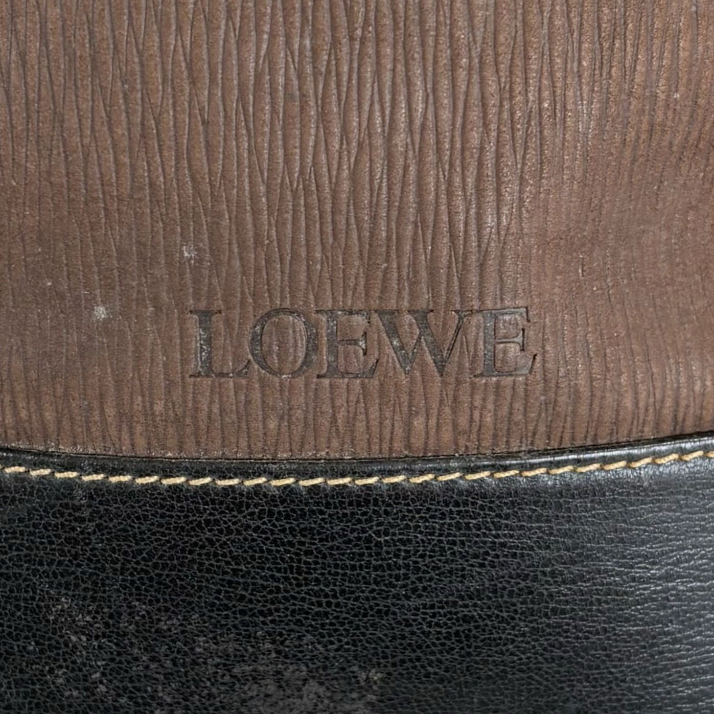 Loewe Velazquez Twist Gold Hardware Brown Leather Drawstring Shoulder Bag