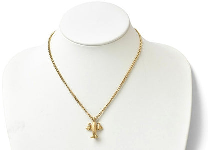 GIVENCHY Vintage Airplane Motif Pendant Necklace Gold GP Unisex Choker 40cm Used