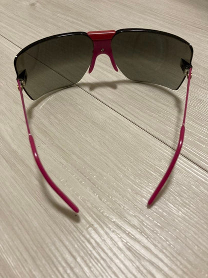 GARGOYLES Shield Sunglasses Pink Frame Smoke Grey Lens Half Rim Wraparound