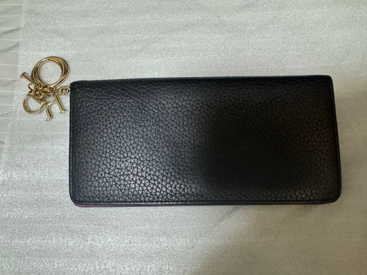 Christian Dior Diorissimo Bifold Long Wallet Black Leather Gold Hardware Rare