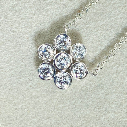 Tiffany & Co. Platinum Pt950 7P Diamond Flower Garden Necklace L 41cm 16"