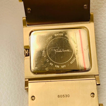 Roberto Cavalli Snake Analog Square Watch Gold Plated Crocodile Embossed Band