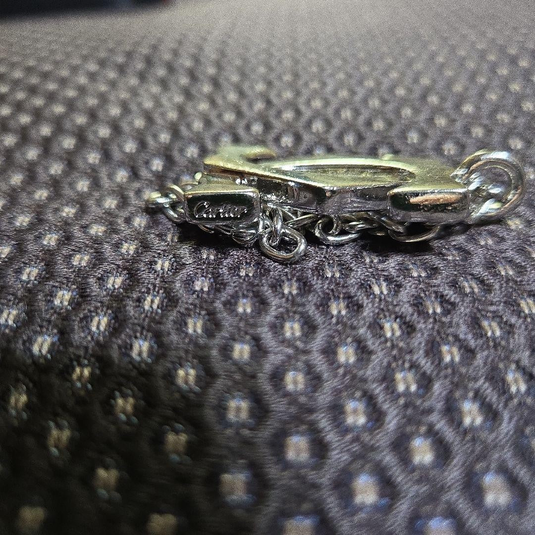 Cartier Authentic 2C Logo Charm Pendant Stainless Steel Silver 4cm 1.6" Keychain