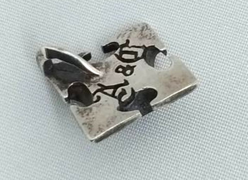A&G Silver 925 Pendant Top Cross Gothic Garnet Red Cabochon Stone Used 2cm 0.7"