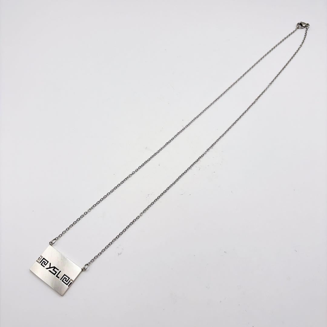 Yves Saint Laurent Sterling Silver 925 Square Logo Necklace L 53cm 20in Vintage