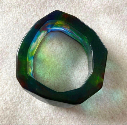 Christian Lacroix Vtg Acrylic Bangle Bracelet Clear Wide 3cm 1.2" Dia 9cm Used