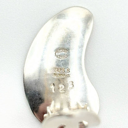 Georg Jensen # 123 Sterling Silver 925 Drop Clip On Earrings Denmark 20.7x12.2mm