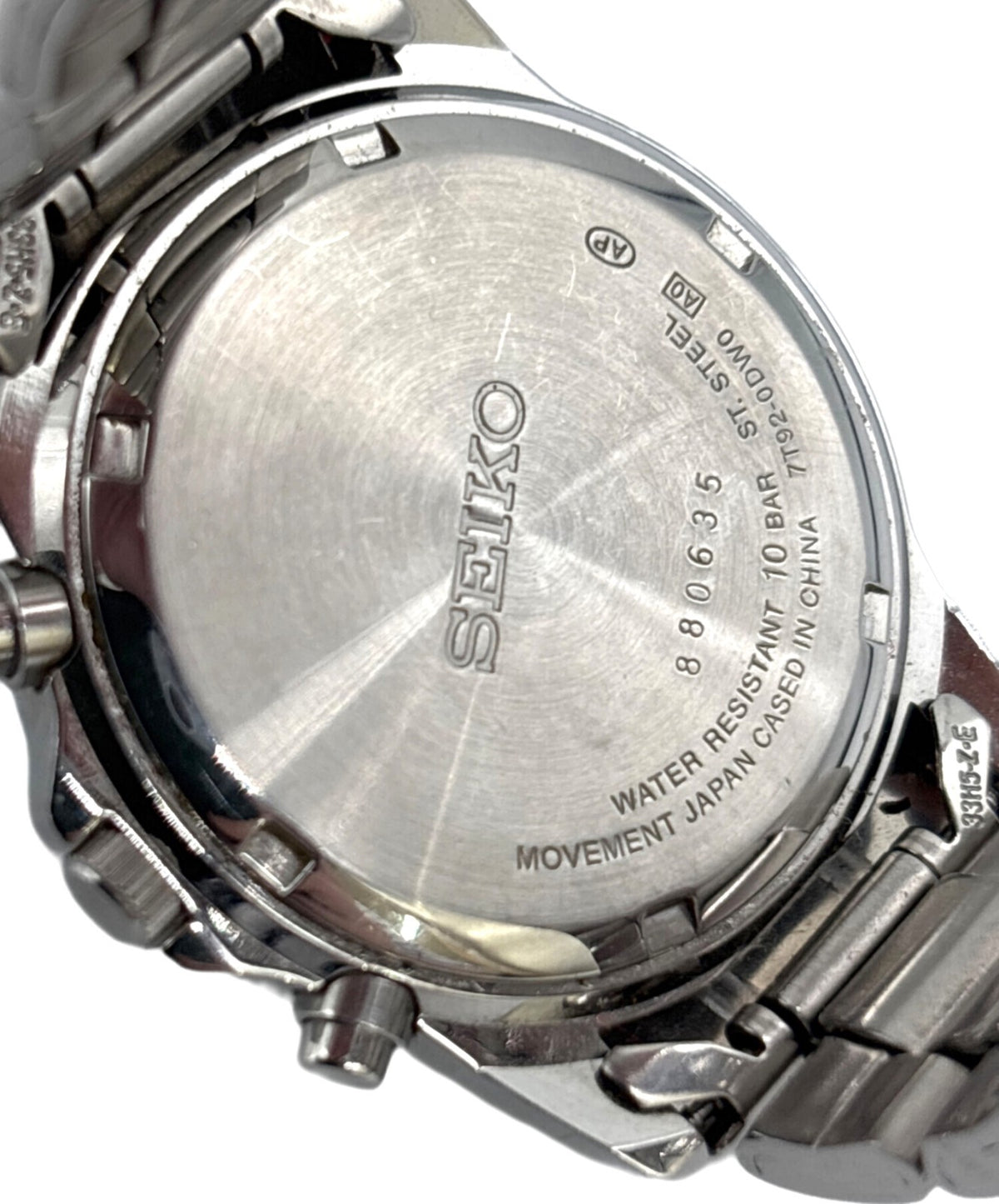 SEIKO Chronograph 7T92-0DW0 Mens Quartz Watch Black Dial Stainless Steel 38mm
