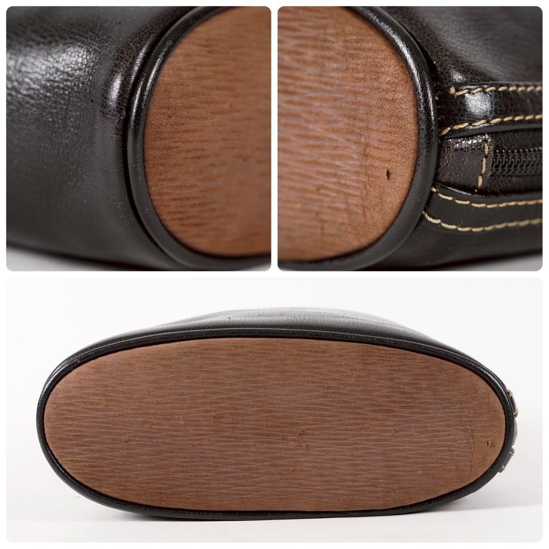 Rare LOEWE Velazquez Black Leather Hand Bag Clutch Gold Hardware Excellent