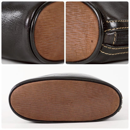 Rare LOEWE Velazquez Black Leather Hand Bag Clutch Gold Hardware Excellent