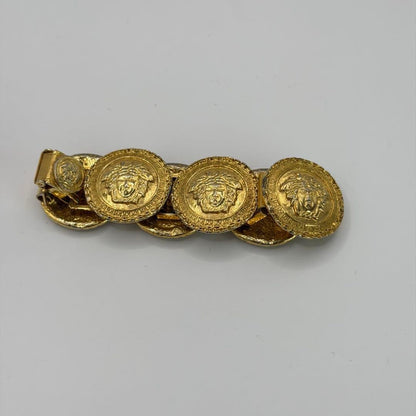 Authentic Gianni Versace Coin Medusa Gold Tone Bracelet Bangle 6 Link L18 cm 7in