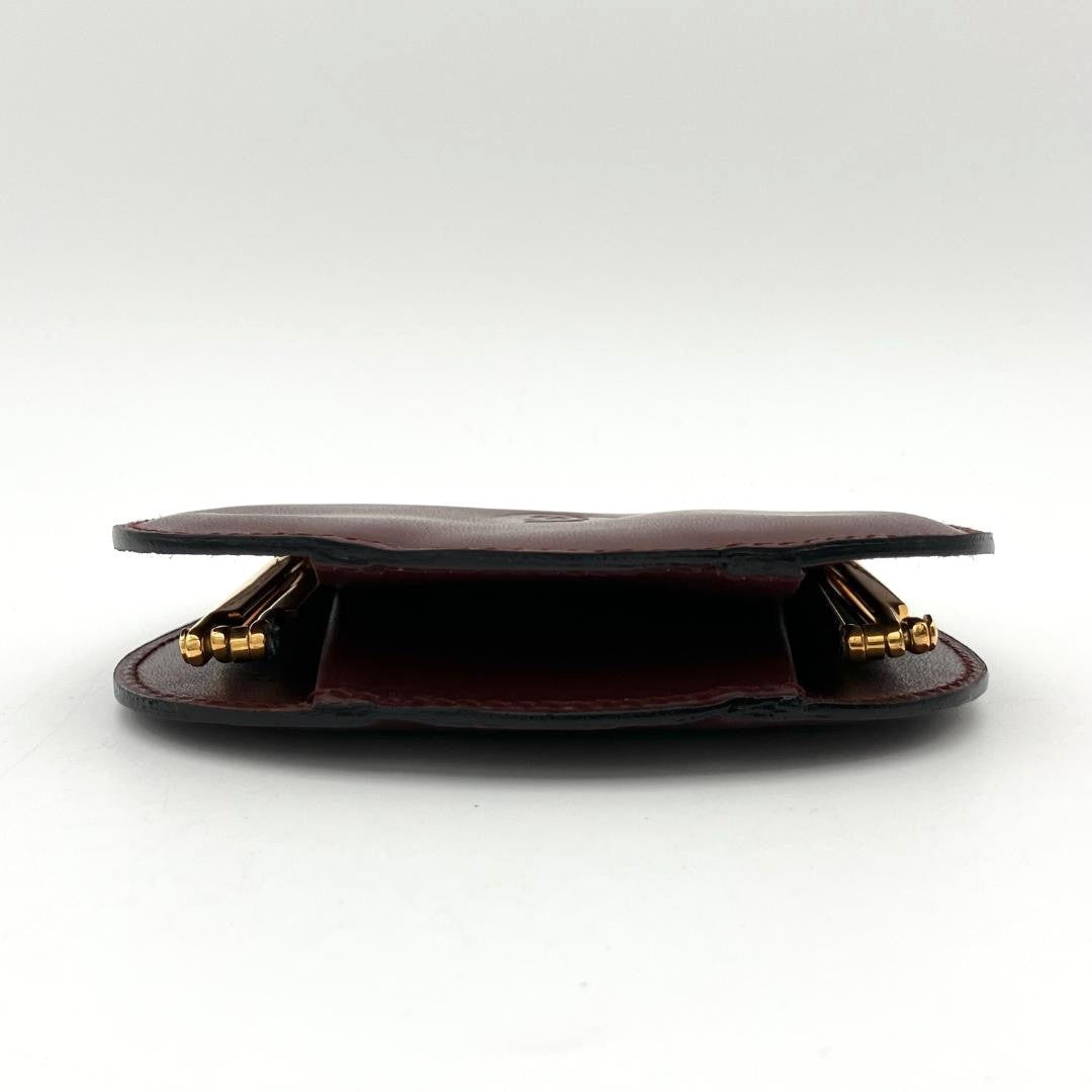 Cartier Must Line Coin Purse Gamaguchi Bordeaux Leather Gold HW 3.9x3.5in.