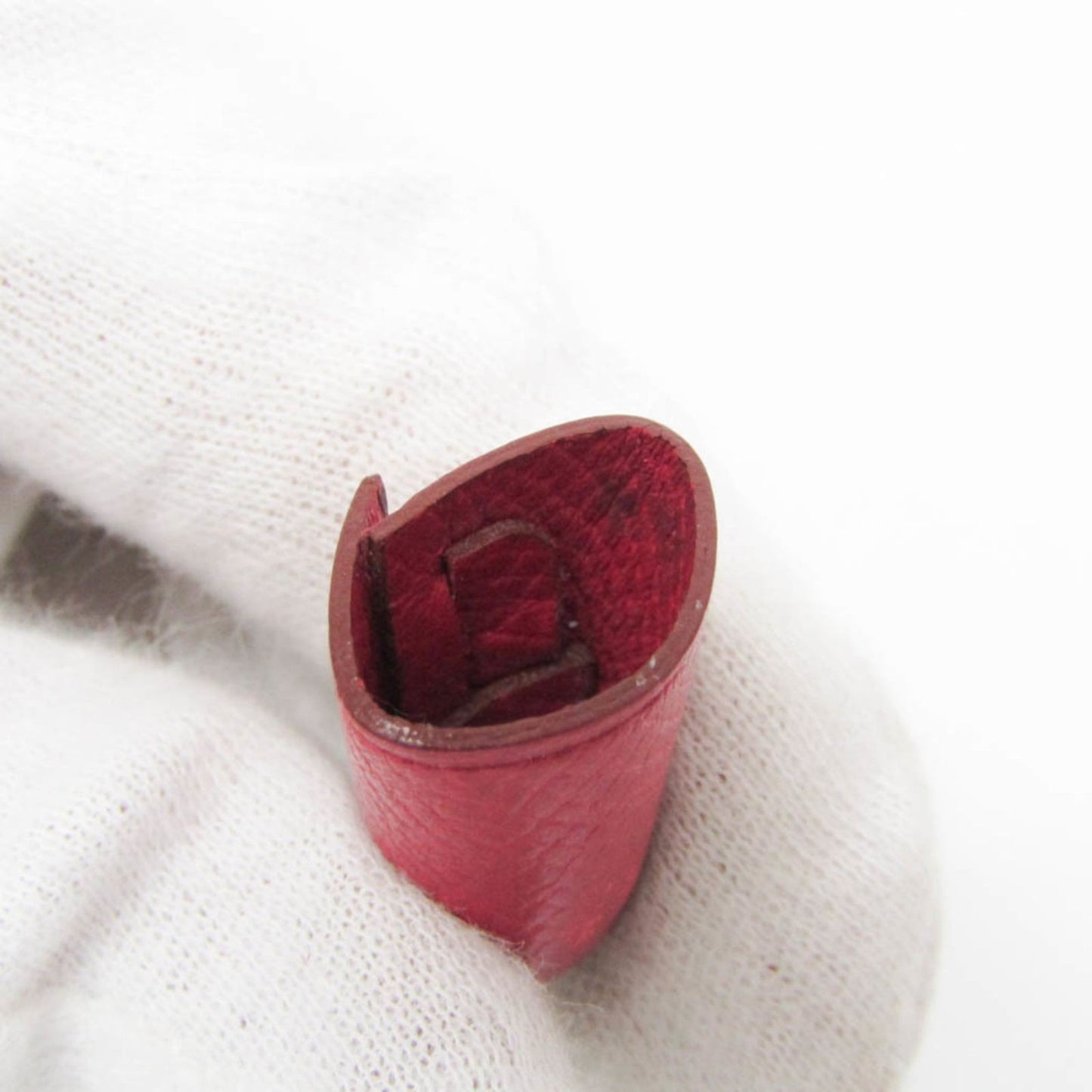 Hermes Auth Mini Clochette Bag Charm Key Holder Silver Red Epsom Metal 13.2 cm
