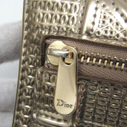 Dior Champagne Gold Micro Cannage Patent Leather Diorama Trifold Wallet Auth