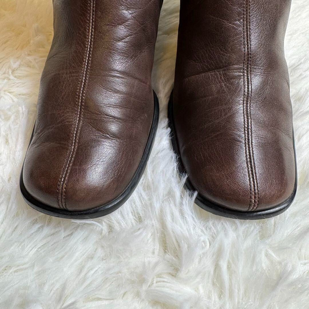 Yves Saint Laurent Brow Leather Side Zipp Short Boots Women Size 35.5 US 5.5