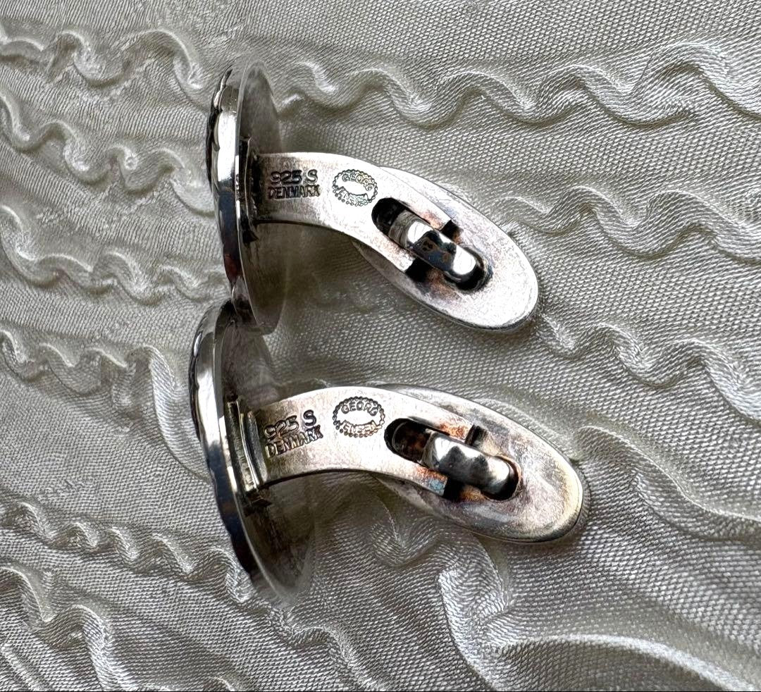 Georg Jensen Shell Cufflinks Sterling Silver 925S Denmark Mens Box Vintage