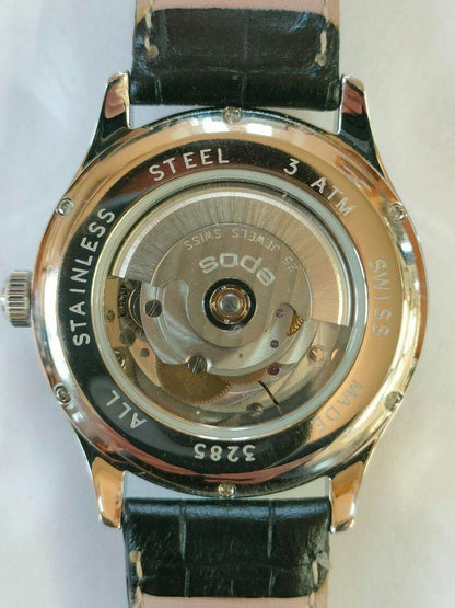Epos 3285 Automatic Date Watch Stainless Steel 3Atm Swiss Made From Japan