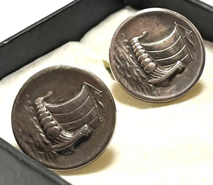 Georg Jensen Cufflinks No.50 Viking Ship Sterling Silver 925 Men's Denmark