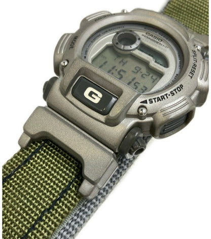 CASIO G-SHOCK GW-9000 Quartz Mens Watch Silver Resin Case Green Nylon Band Used