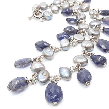 Stephen Dweck Black Pearl Amethyst Sterling Silver 925 Necklace L 16" Toggle