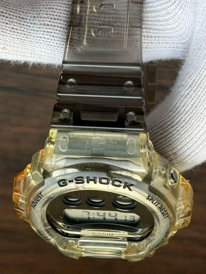 CASIO G-SHOCK DW-6900SK Skeleton Clear Yellow Smoke Resin Digital Watch 49mm