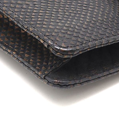 YSL Yves Saint Laurent Clutch Bag Black Exotic Leather Vintage Auth 5.7x8.1"