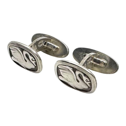 Georg Jensen Swan Cufflinks Sterling Silver 925 Mens Denmark Vintage Bird Motif