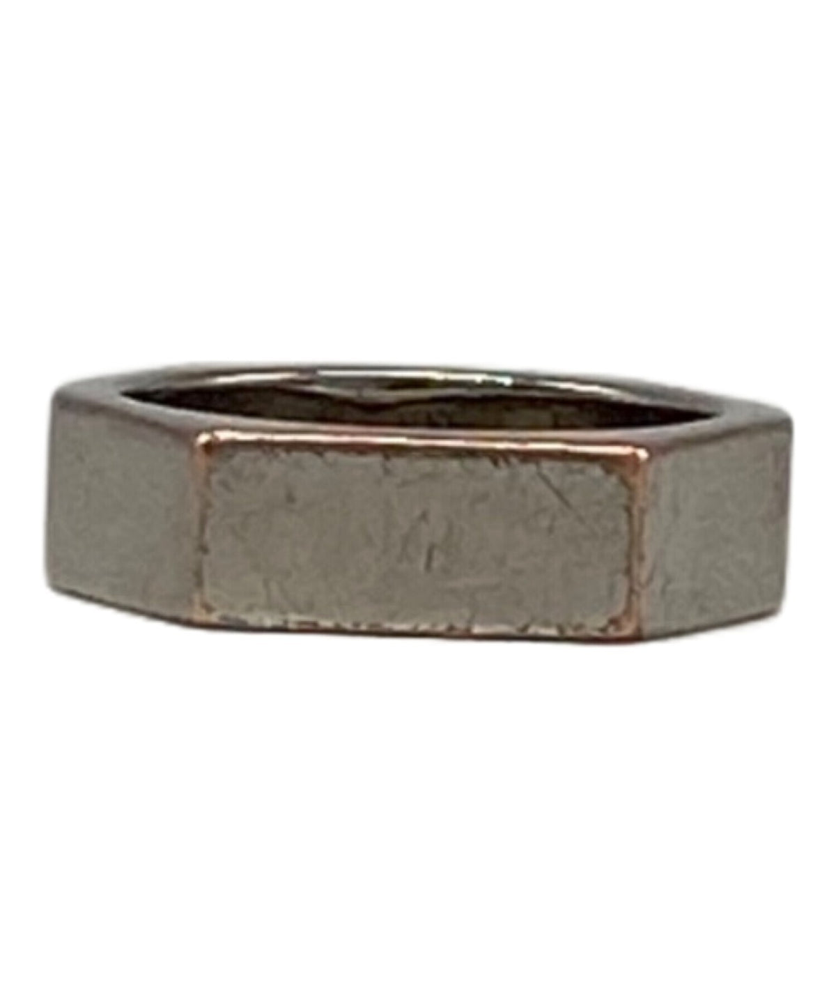 FENDI Zucca Logo Ring Band White x Silver Metal Size XS Mens Accessory 1A0923