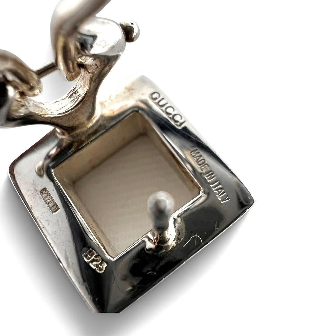 Gucci Silver 925 Open Square Earrings Hook Clip On With Box