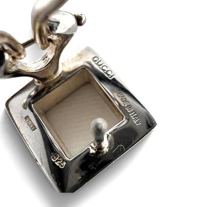Gucci Silver 925 Open Square Earrings Hook Clip On With Box