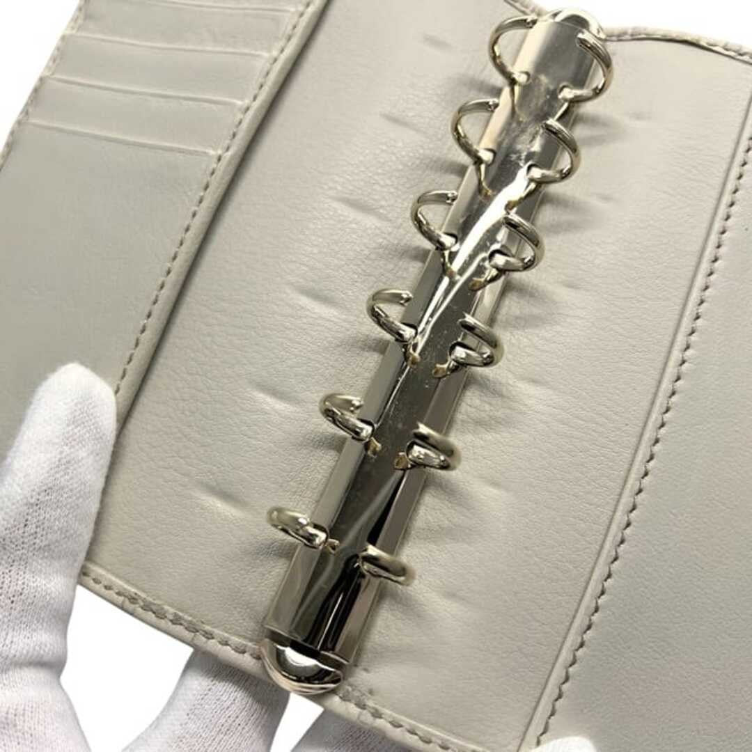 GUCCI Shima Line Agenda Cover 6-Ring System Notebook Beige White Leather Italy