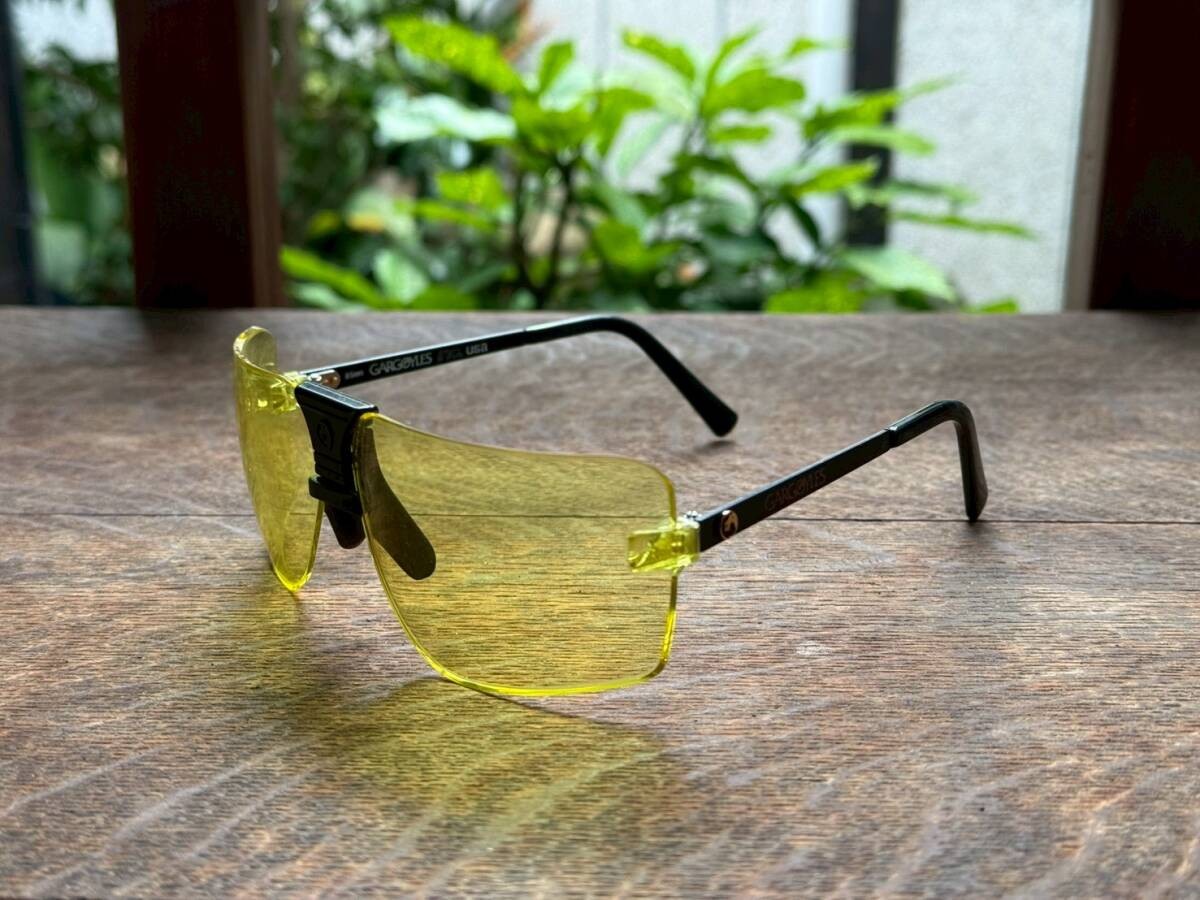 Gargoyles Auth Sunglasses Yellow Lens with Case Vintage Style Used Black Frames