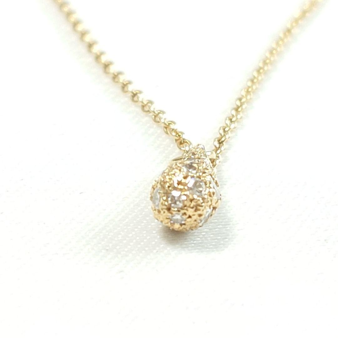 Tiffany & Co K18YG Yellow Gold Pave Diamond Teardrop Necklace Pendant 40cm 15.7"