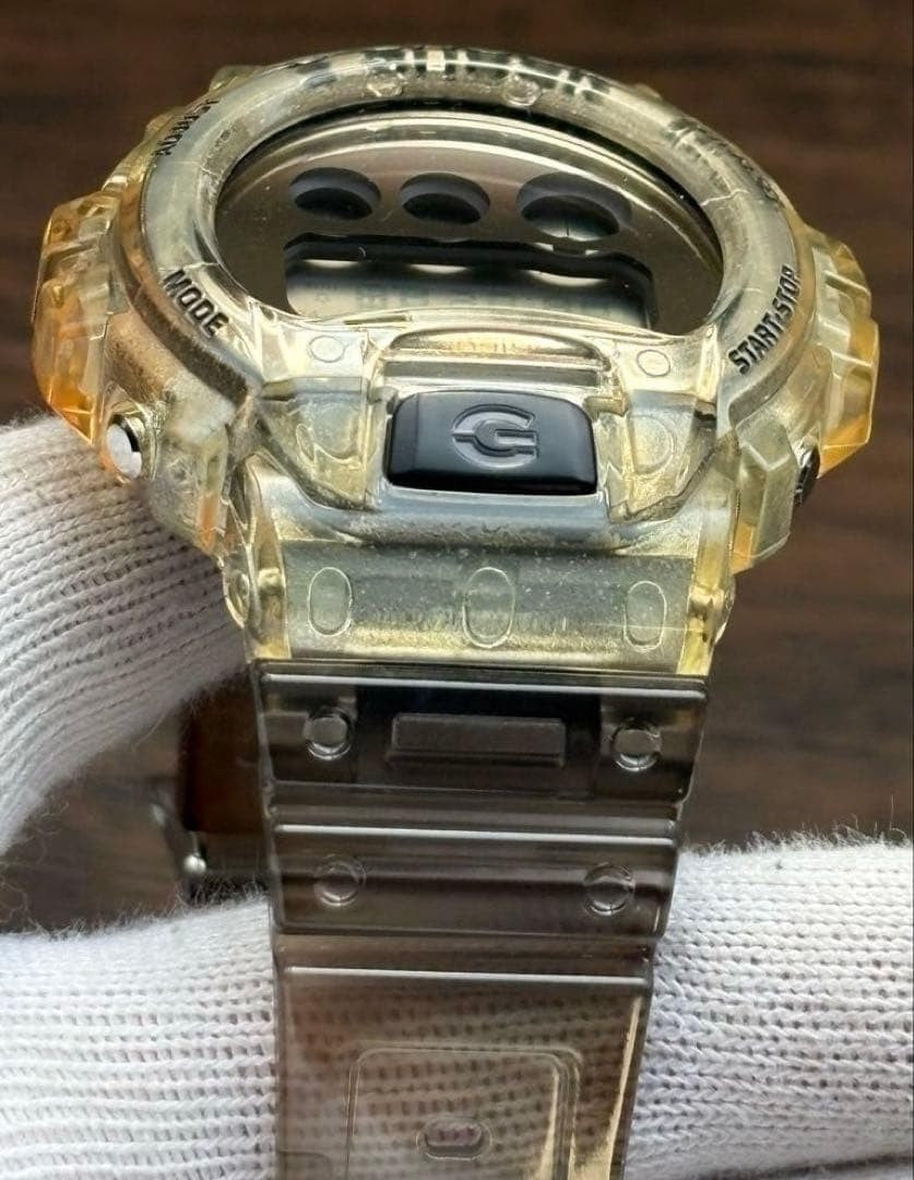 CASIO G-SHOCK DW-6900SK Skeleton Clear Yellow Smoke Resin Digital Watch 49mm