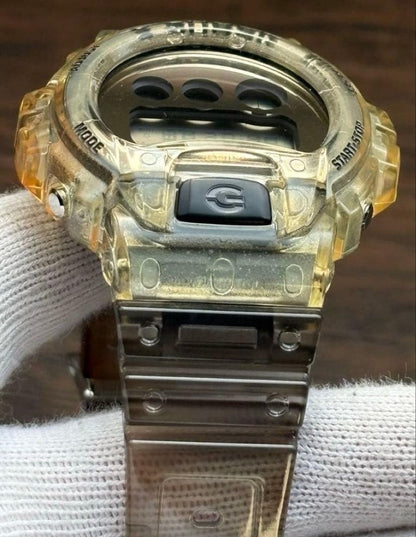 CASIO G-SHOCK DW-6900SK Skeleton Clear Yellow Smoke Resin Digital Watch 49mm