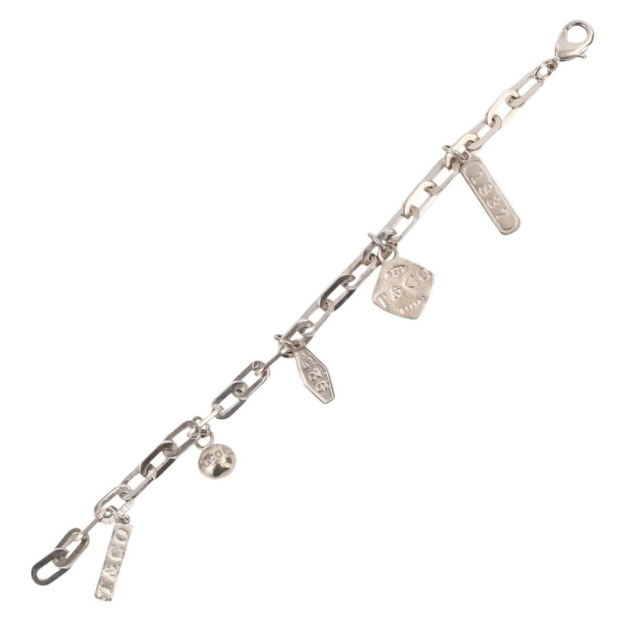 Excellent Tiffany & Co Sterling Silver 925 1837 5 Charm Oval Chain Link Bracelet