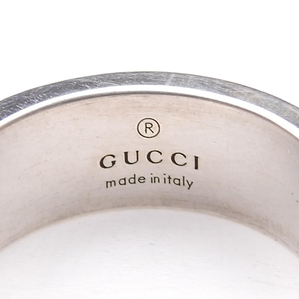 Vintage GUCCI Logo Ring Sterling Silver 925 Size 55 US 7 With Box Used Japan