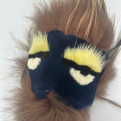 FENDI Bag Bugs Eye Monster Fur Charm Key Chain Black Brown Yellow Authentic