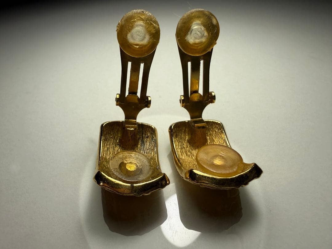 Vintage Christian Dior Trotter Clip On Gold Tone Earrings iconic monogram design