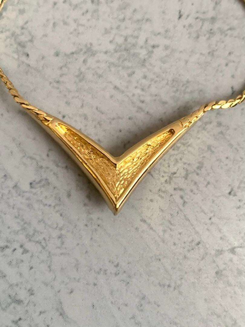 Christian Dior Gold Plated Rhinestone Charm Pendant Necklace Length 14"- 18"