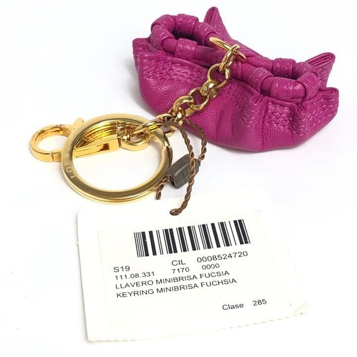 Authentic Loewe Anagram Nappa Aire Keychain Bag Charm Leather Pink Near Mint