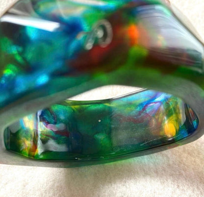 Christian Lacroix Vtg Acrylic Bangle Bracelet Clear Wide 3cm 1.2" Dia 9cm Used