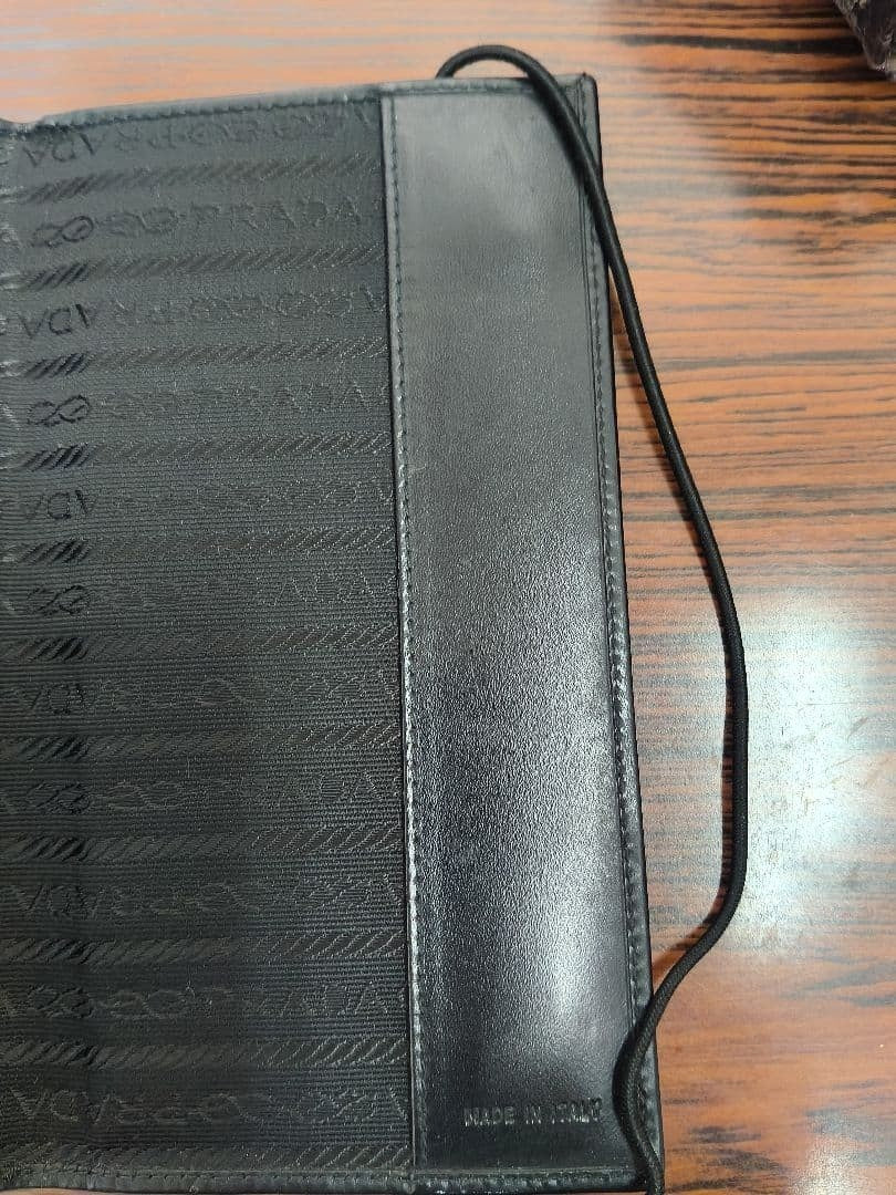 PRADA Leather Notebook Cover Case Black Rubber Band Closure Italy 10x18cm