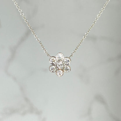 Tiffany & Co. Platinum Pt950 7P Diamond Flower Garden Necklace L 41cm 16"