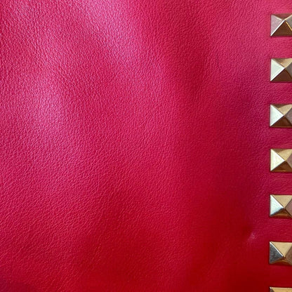 Valentino Garavani Auth Hot Pink Leather Studded Clutch Bag 30x19.5 cm
