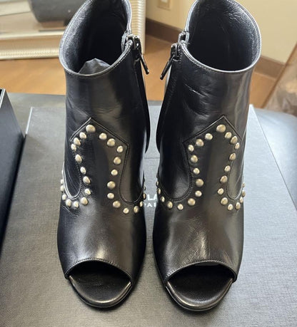 Saint Laurent Studded Boots Booties Shoes Women Size 36  US 6 Black Excellent !