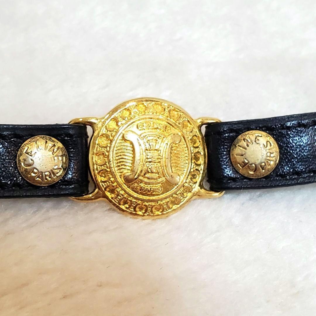 Celine Leather Bracelet Bangle Gold Hardware L 21cm 8.2in Excellent