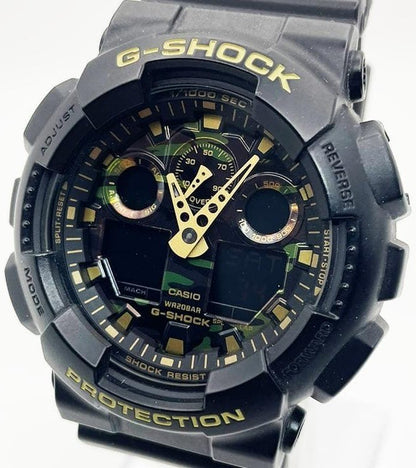 CASIO G-SHOCK GA-100CF Analog Digital Camouflage Watch Black Resin 51mm Mens