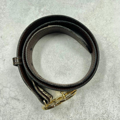 Gucci Interlocking G Gold Tone Buckle GG Canvas Leather Belt Size 75 30 L 89cm